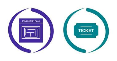 evakuering planen och biljetter ikon vektor