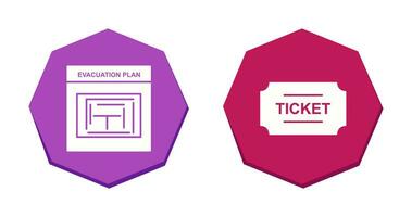 evakuering planen och biljetter ikon vektor