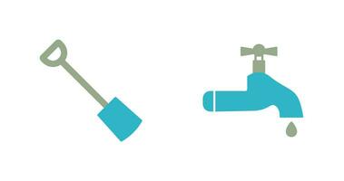 Hand Schaufel und Wasser Zapfhahn Symbol vektor