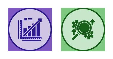 linje Graf och Sök ikon vektor