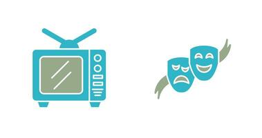 TV och teater masker ikon vektor