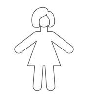 einfach Karikatur leer Körper Frau Vorlage. Silhouette Mädchen Kind Zahl Umriss. isoliert Vektor Clip Kunst Illustration