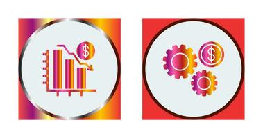 Diagram ner och inställningar ikon vektor