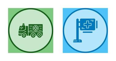 Krankenwagen und Krankenhaus Zeichen Symbol vektor