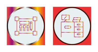 Entwurf und Schreibtisch Symbol vektor