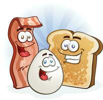 bacon, ägg och rostat bröd tecknad serie frukost tecken vektor klämma konst
