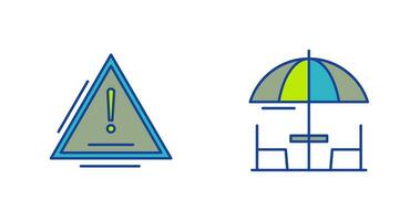 varning och paraply ikon vektor