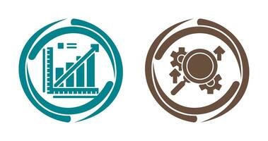 linje Graf och Sök ikon vektor
