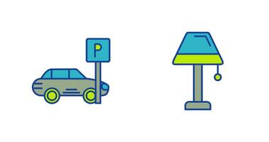 Parkplatz und Lampe Symbol vektor