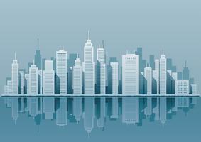 Stadtbild mit Wolkenkratzern, Vektorillustration. vektor