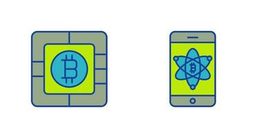 Bitcoin Chip und Handy, Mobiltelefon Symbol vektor