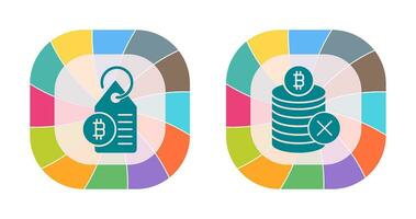 inte accepterad och bitcoin märka märka ikon vektor