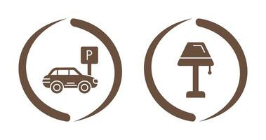 Parkplatz und Lampe Symbol vektor