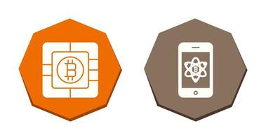 Bitcoin Chip und Handy, Mobiltelefon Symbol vektor