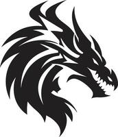 mythisch Leistung schwarz Drachen Majestät im Vektor monströs Ruhm einfarbig Drachen Design mit Flair
