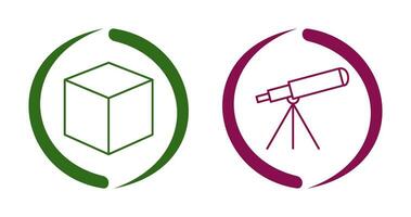 kubisk design och teleskop ikon vektor