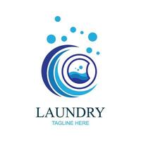 Logo Design Wäsche Symbol Waschen Maschine mit Luftblasen zum Geschäft Kleider waschen reinigt modern Vorlage vektor
