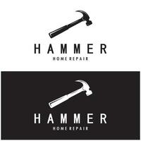retro årgång korsade hammare och nagel logotyp för Hem reparera tjänster, snickeri, märken, byggare, träbearbetning, konstruktion, vektor