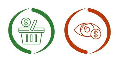 Einkaufen Korb und Auge Symbol vektor