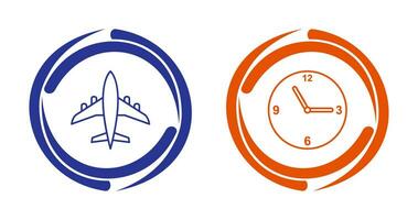 flygplan och tid ikon vektor