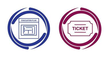 Evakuierung planen und Tickets Symbol vektor