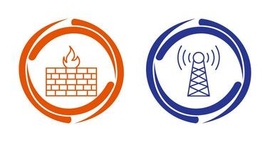 brandvägg och torn ikon vektor