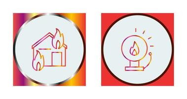 brand förbrukande hus och brand varna ikon vektor