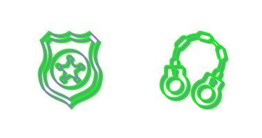 Polizei Schild und Handschelle Symbol vektor