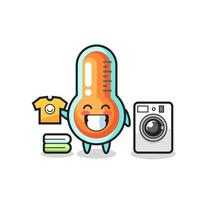 Maskottchen-Cartoon des Thermometers mit Waschmaschine vektor