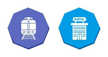 Straßenbahn und Herberge Symbol vektor