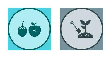 frukt och grönsaker och plantage ikon vektor