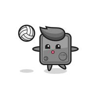 karaktär tecknad av safe box spelar volleyboll vektor