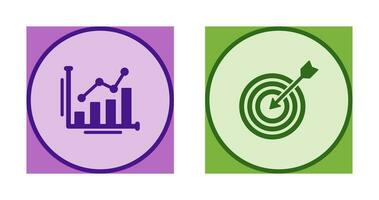 bar Diagram och mål ikon vektor