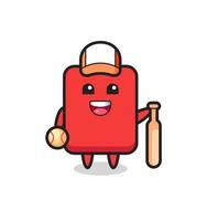 Zeichentrickfigur der roten Karte als Baseballspieler vektor