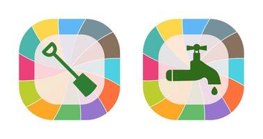 Hand Schaufel und Wasser Zapfhahn Symbol vektor