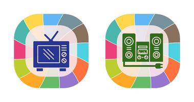 alt Fernseher und Stereo Symbol vektor