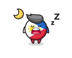 Philippinen-Flagge-Abzeichen-Charakter-Illustration nachts schlafen vektor