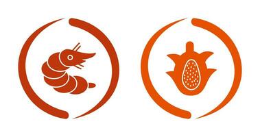 Garnele und Drachen Obst Symbol vektor