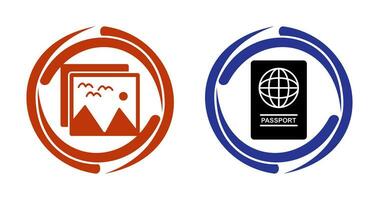 Bilder und Reisepass Symbol vektor