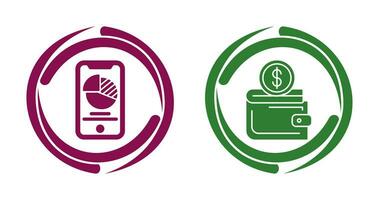paj Diagram och plånbok ikon vektor