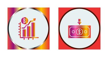 Diagramm oben und Geld Nieder Symbol vektor