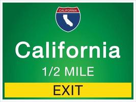 Autobahnschilder vor der Ausfahrt zu kalifornischen Staatsinformationen und Karten vektor