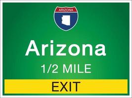 Autobahnschilder vor der Ausfahrt zum Bundesstaat Arizona vektor