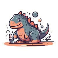 söt tecknad serie dinosaurie. vektor illustration av en stegosaurus.