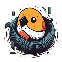 Vektor Illustration von ein Vogel im das Nest auf ein Weiß Hintergrund.