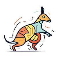 vektor illustration av en rolig känguru i platt linje stil.