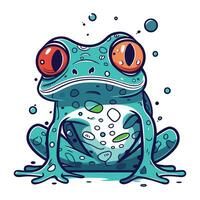 Frosch mit groß Augen. Vektor Illustration isoliert auf Weiß Hintergrund.