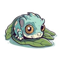 süß wenig Baby Frosch mit groß Augen. Vektor Karikatur Illustration.