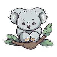 süß Koala Sitzung auf ein Baum Ast. Vektor Illustration.