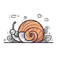 Karikatur Schnecke auf Weiß Hintergrund. Vektor Illustration im eben Stil.